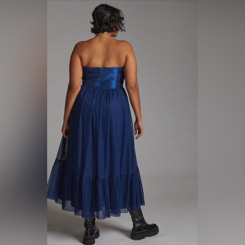 Anthropologie x Hutch Tulle Bow-Tie Midi Dress, Blue, Size 16W - Picture 2 of 7
